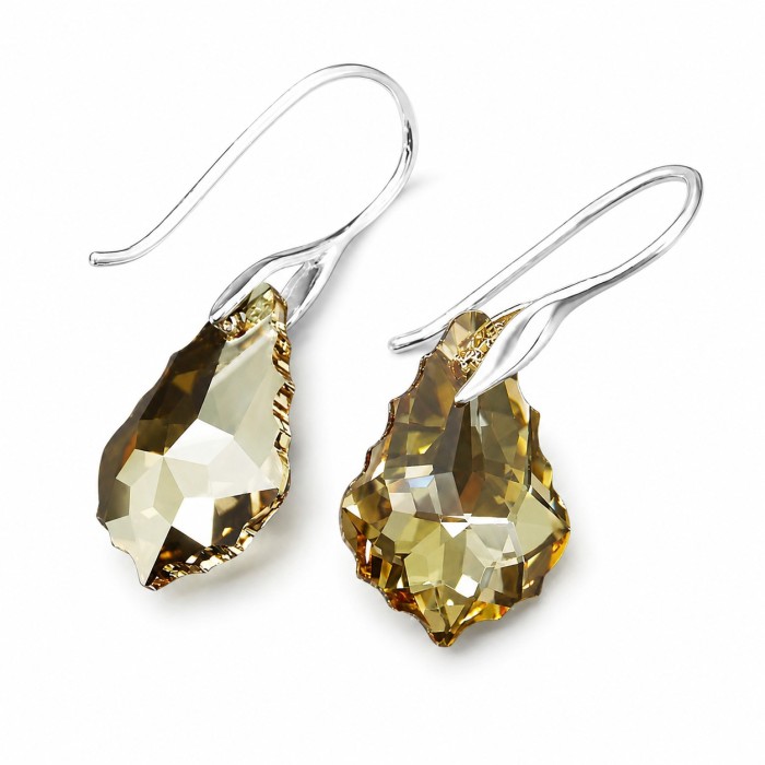 Naiste kõrvarõngad Diamond Sky „Baroque IV (Golden Shadow)“ koos Swarovski kristallidega