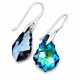 Hõbedased kõrvarõngad „Baroque IV (Bermuda Blue)“ Swarovski® kristallidega