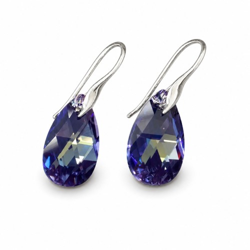 925 Sterling Silver Earrings “Baroque (Tanzanite AB)” embellished with Crystals by Swarovski®