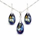Серебряный женский комплект 925 пробы «Барокко (Tanzanite AB)» с кристаллами Swarovski®