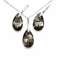 Hõbedane ehtekomplekt naistele „Baroque (Silver Night)“ Swarovski® kristallidega