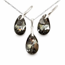 Hõbedane ehtekomplekt naistele „Baroque (Silver Night)“ Swarovski® kristallidega