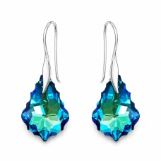 925 Sterling Silver Earrings “Baroque IV (Bermuda Blue)” created with Crystals by Swarovski®
