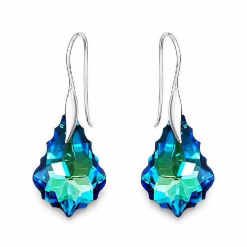 925 Sterling Silver Earrings “Baroque IV (Bermuda Blue)” created with Crystals by Swarovski®