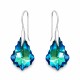 Hõbedased kõrvarõngad „Baroque IV (Bermuda Blue)“ Swarovski® kristallidega