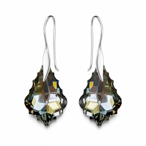 925 Sterling Silver Earrings “Baroque IV (Silver Night)” Dazzling with Crystals by Swarovski®