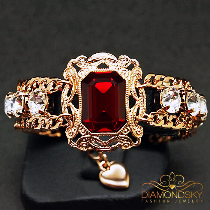 Bracelet “Countess Olga” (Siam) embellished with Crystals by Swarovski®