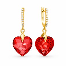 Naiste kõrvarõngad Diamond Sky „Romantic Heart III (Light Siam)“ koos Swarovski kristallidega