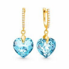 925 Sterling Silver Earrings “Romantic Heart III (Aquamarine Blue)” created with Crystals by Swarovski®