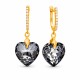 Hõbedased kõrvarõngad „Romantic Heart III (Silver Night)“ Swarovski® kristallidega