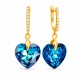 Naiste kõrvarõngad Diamond Sky „Romantic Heart III (Bermuda Blue)“ koos Swarovski kristallidega