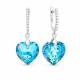 925 Sterling Silver Earrings “Romantic Heart III R (Aquamarine Shimmer)” created with Crystals by Swarovski®