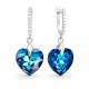 925 Sterling Silver Earrings “Romantic Heart III R (Bermuda Blue)” created with Crystals by Swarovski®