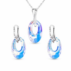 Hõbekomplekt „Helios (Aurora Borealis)“ 925 hõbedast Swarovski® kristallidega
