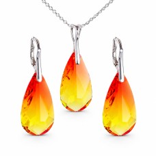 Hõbekomplekt „Rainbow Waterfall“ (Fireopal) 925 hõbedast Swarovski® kristallidega