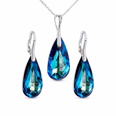 Hõbedast komplekt „Rainbow Waterfall“ (Bermuda Blue) Swarovski® kristallidega