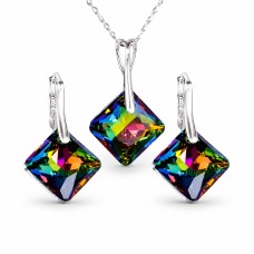 925 Sterling Silver Jewelry Set “Shimmer (Vitrail Medium)” created with Crystals by Swarovski®