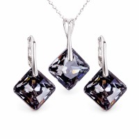 925 Sterling Silver Jewelry Set “Shimmer (Silver Night)” created with Crystals by Swarovski®