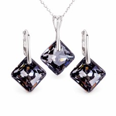 Hõbedane ehtekomplekt naistele „Shimmer (Silver Night)“ Swarovski® kristallidega
