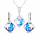 Hõbedane ehtekomplekt naistele „Shimmer (Blue Aurora Borealis)“ Swarovski® kristallidega