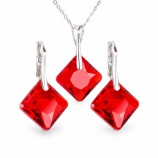 925 Sterling Silver Jewelry Set “Shimmer (Light Siam)” created with Crystals by Swarovski®