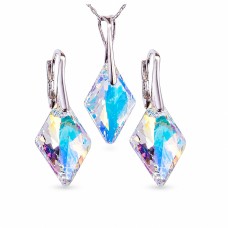 Hõbekomplekt „Romb“ (Aurora Borealis) 925 hõbedast Swarovski® kristallidega