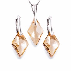 Hõbekomplekt „Romb“ (Golden Shadow) 925 hõbedast Swarovski® kristallidega