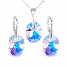 925 Sterling Silver Jewelry Set “Reflection (Aurora Borealis)” created with Crystals by Swarovski®