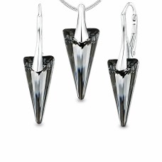 925 Sterling Silver Jewelry Set “Spike (Silver Night)” created with Crystals by Swarovski®