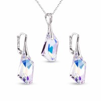 Серебряный женский комплект 925 пробы «Гиперборея (Aurora Borealis)» с кристаллами Swarovski®