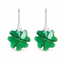 Naiste kõrvarõngad Diamond Sky „Clover (Emerald)“ koos Swarovski kristallidega