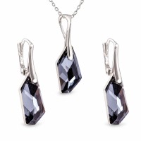 Hõbedane ehtekomplekt naistele „Hyperborea (Silver Night)“ Swarovski® kristallidega