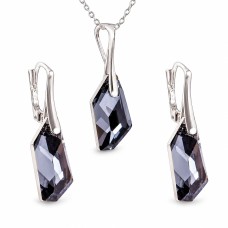 925 Sterling Silver Jewelry Set “Hyperborea (Silver Night)” created with Crystals by Swarovski®
