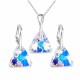 Серебряный женский комплект 925 пробы «Осирис (Aurora Borealis)» с кристаллами Swarovski®