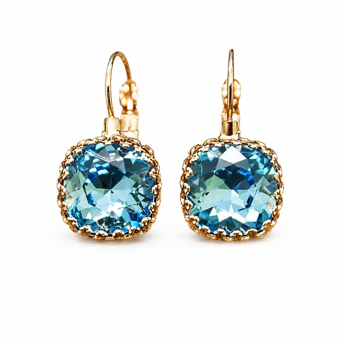 Серьги «Винтаж V (Aquamarine Blue)» с кристаллами Swarovski®