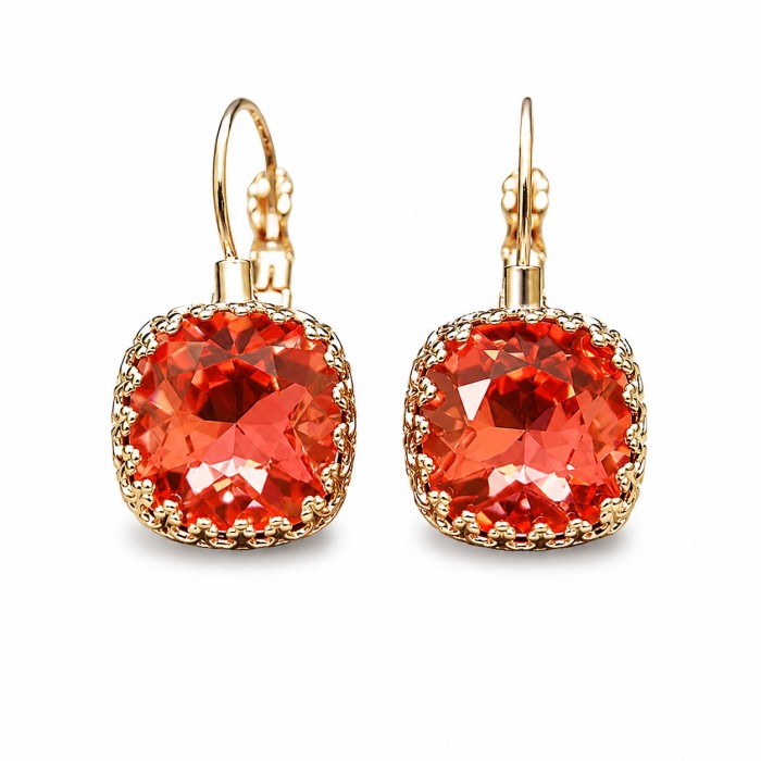 Kõrvarõngad naistele DiamondSky „Vintage V“ (Padparadscha) Swarovski® kristallidega