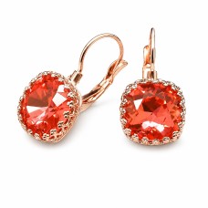 Kõrvarõngad naistele DiamondSky „Vintage V“ (Padparadscha) Swarovski® kristallidega