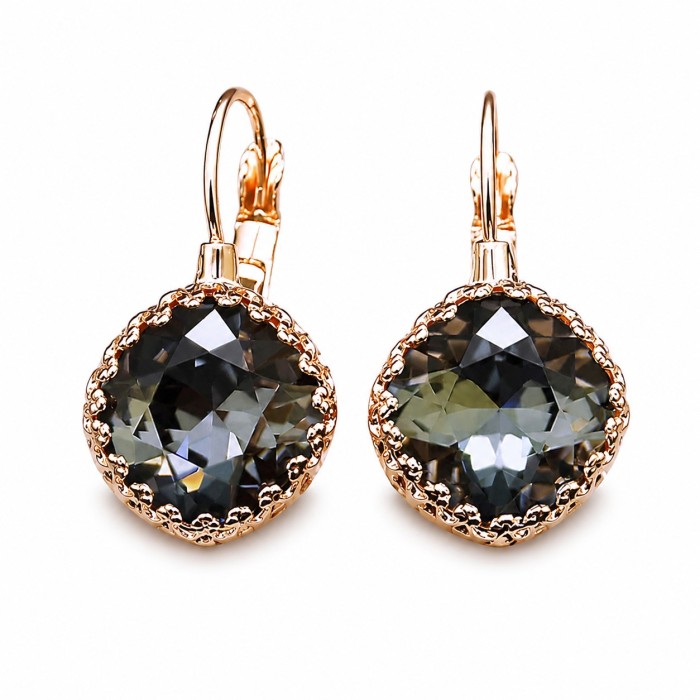 Серьги «Винтаж IV (Silver Night)» с кристаллами Swarovski®