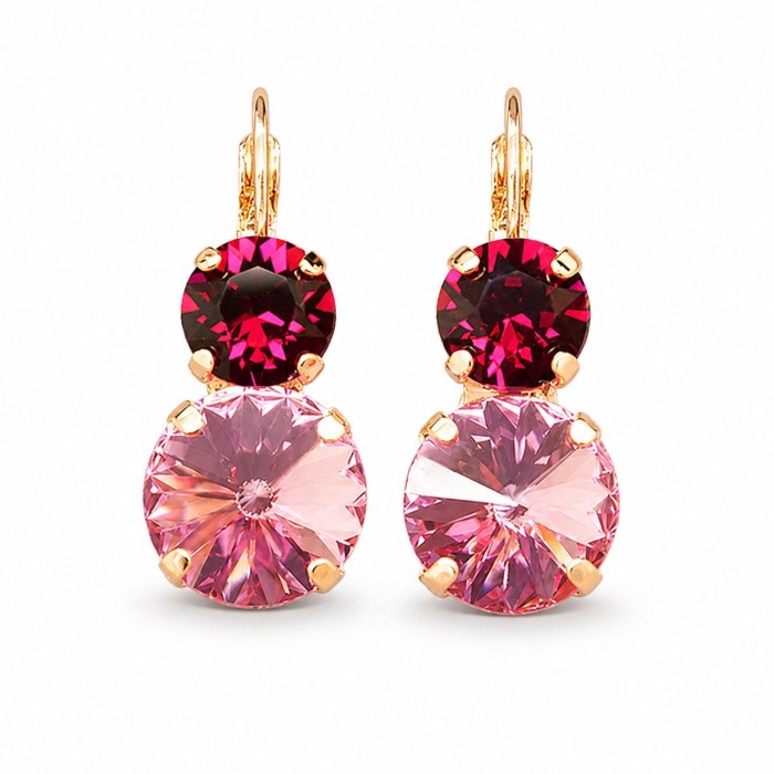 Kõrvarõngad naistele DiamondSky „Clarice VIII“ (Light Rose / Ruby) Swarovski kristallidega