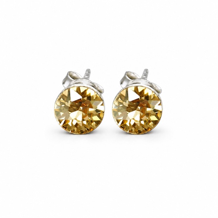Серебряные серьги 925 пробы «Классика II (Golden Shadow)» с кристаллами Swarovski®
