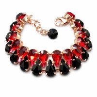 Käevõru naistele DiamondSky „Serafina (Jet/Scarlet)“ Swarovski® kristallidega