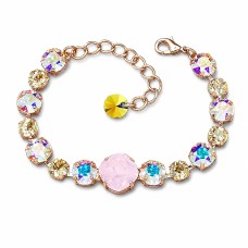Käevõru naistele DiamondSky „Glare II (Rose Water Opal / Aurora Borealis / Golden Shadow)“ Swarovski kristallidega