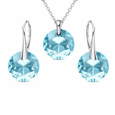 925 Sterling Silver Jewelry Set “Marianne (Aquamarine)” created with Crystals by Swarovski®