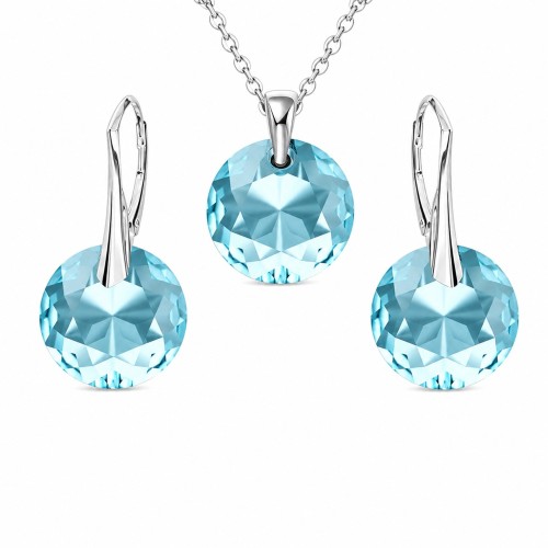Hõbedane ehtekomplekt naistele „Marianne (Aquamarine)“ Swarovski® kristallidega