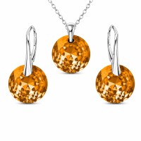 925 Sterling Silver Jewelry Set “Marianne (Light Colorado Topaz)” created with Crystals by Swarovski®