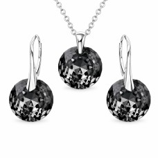 925 Sterling Silver Jewelry Set “Marianne (Silver Night)” created with Crystals by Swarovski®
