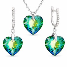 Hõbedane ehtekomplekt naistele „Romantic Heart III R (Vitrail Medium)“ Swarovski® kristallidega