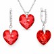 925 Sterling Silver Jewelry Set “Romantic Heart III R” (Light Siam) embellished with Crystals by Swarovski®