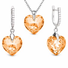 Hõbedane ehtekomplekt naistele „Romantic Heart III R (Light Colorado Topaz)“ Swarovski® kristallidega