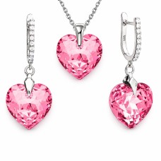 Hõbekomplekt „Armunud Süda III R“ (Rose) 925 hõbedast Swarovski® kristallidega